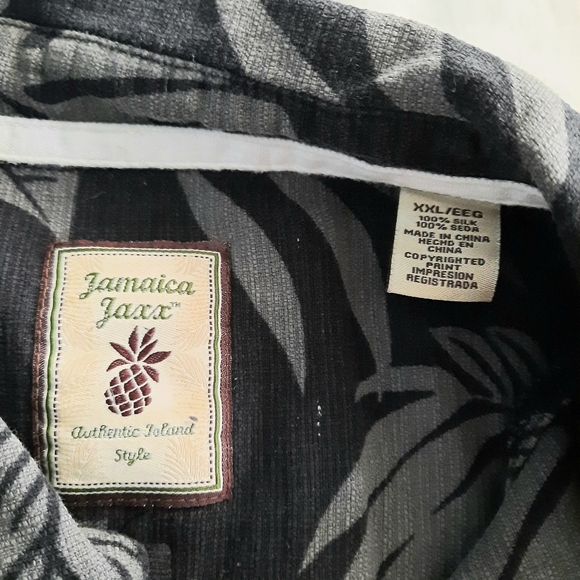 Jamaica Jaxx- Black 100% Silk Floral Shirt, Men's Size 2XL - Picture 5 of 8